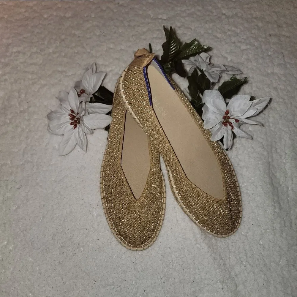 🆕️🥿ROTHY'S The Espadrille,  Gold Diamond Metallic - Size 13